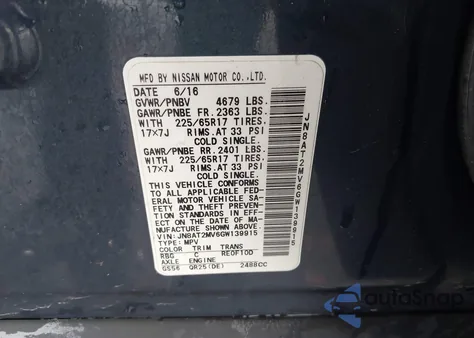 2016 Nissan Rogue S из США, поврежденный, VIN JN8AT2MV6GW139915